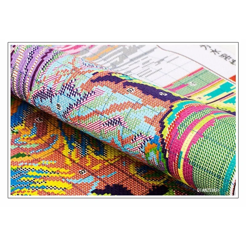 DIY 11CT Печатная проточная вода богатство геомантическая полная вышивка в гостиной