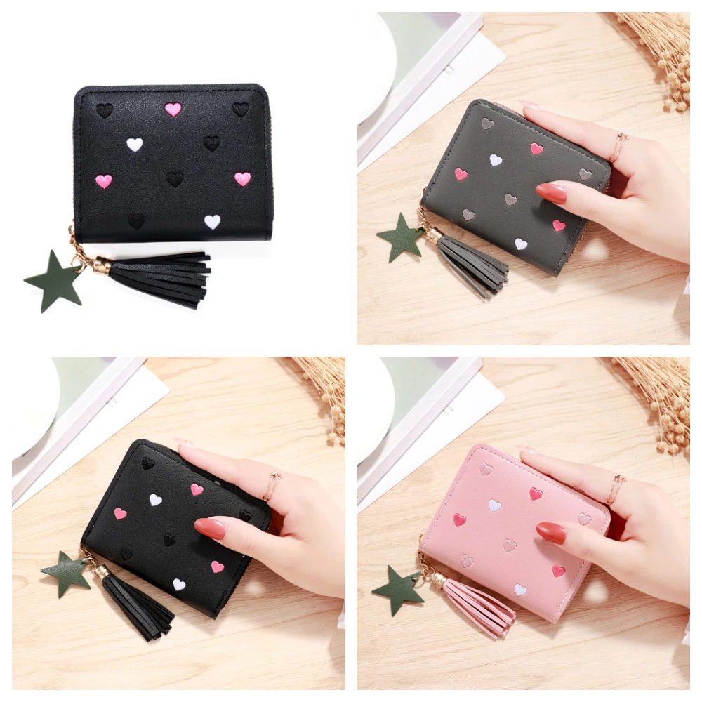 Women Small Wallet Ladies Mini Tassel Cute Girl Short Zipper Lovely Pu Leather Coin Purse Female Hand |
