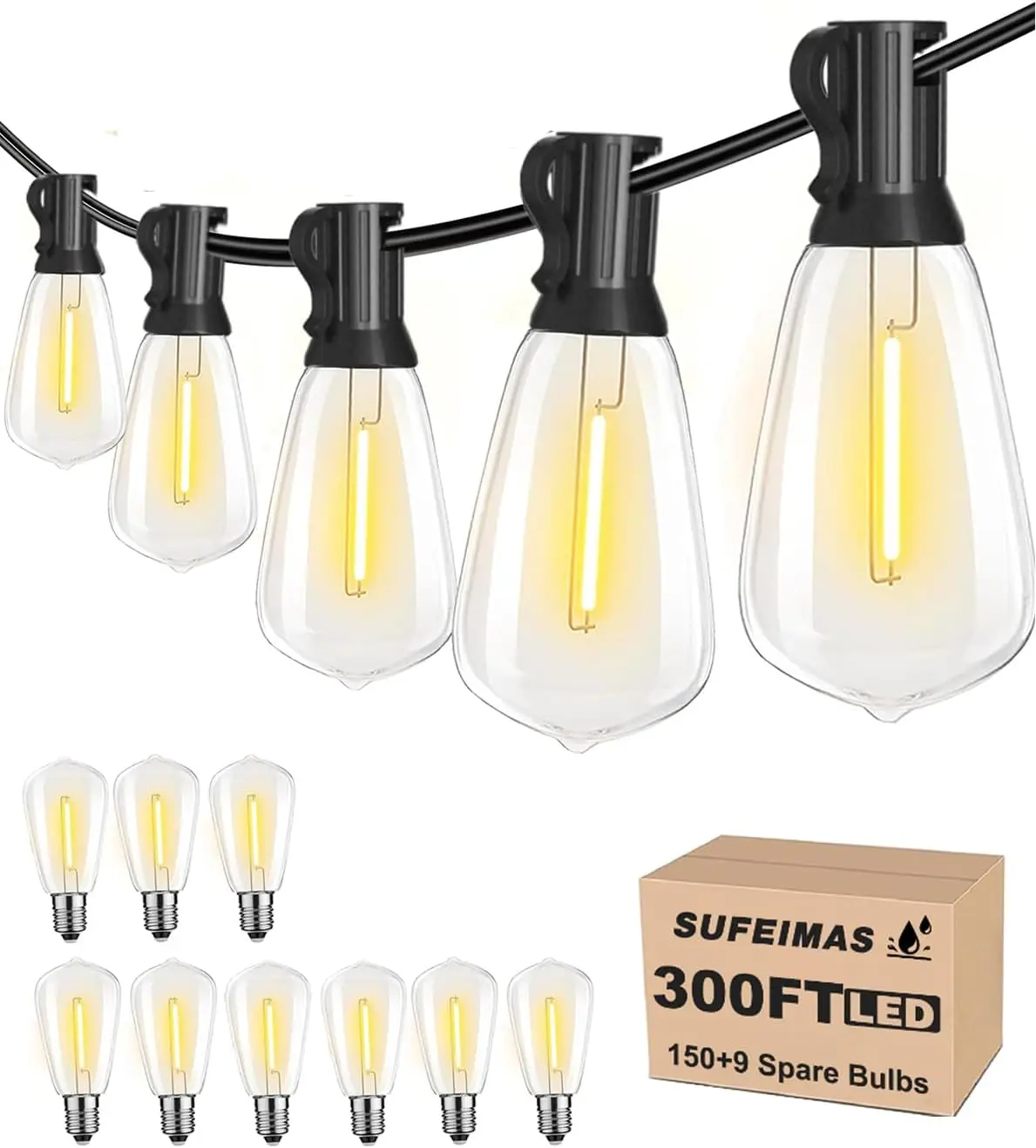 Светильники с 159 затемнями теплые светодиодные лампы Эдисона ST38 длинные гирлянды