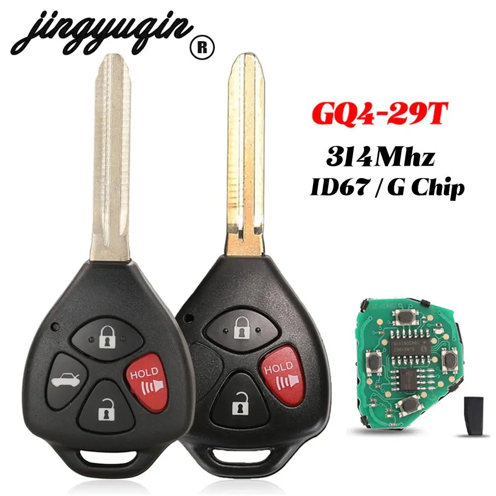 

jingyuqin GQ4-29T Remote Car Key 314MHz ID67/G Chip For Toyota Camry RAV4 Venza Yaris TOY43 blade Fob 3/4 Buttons