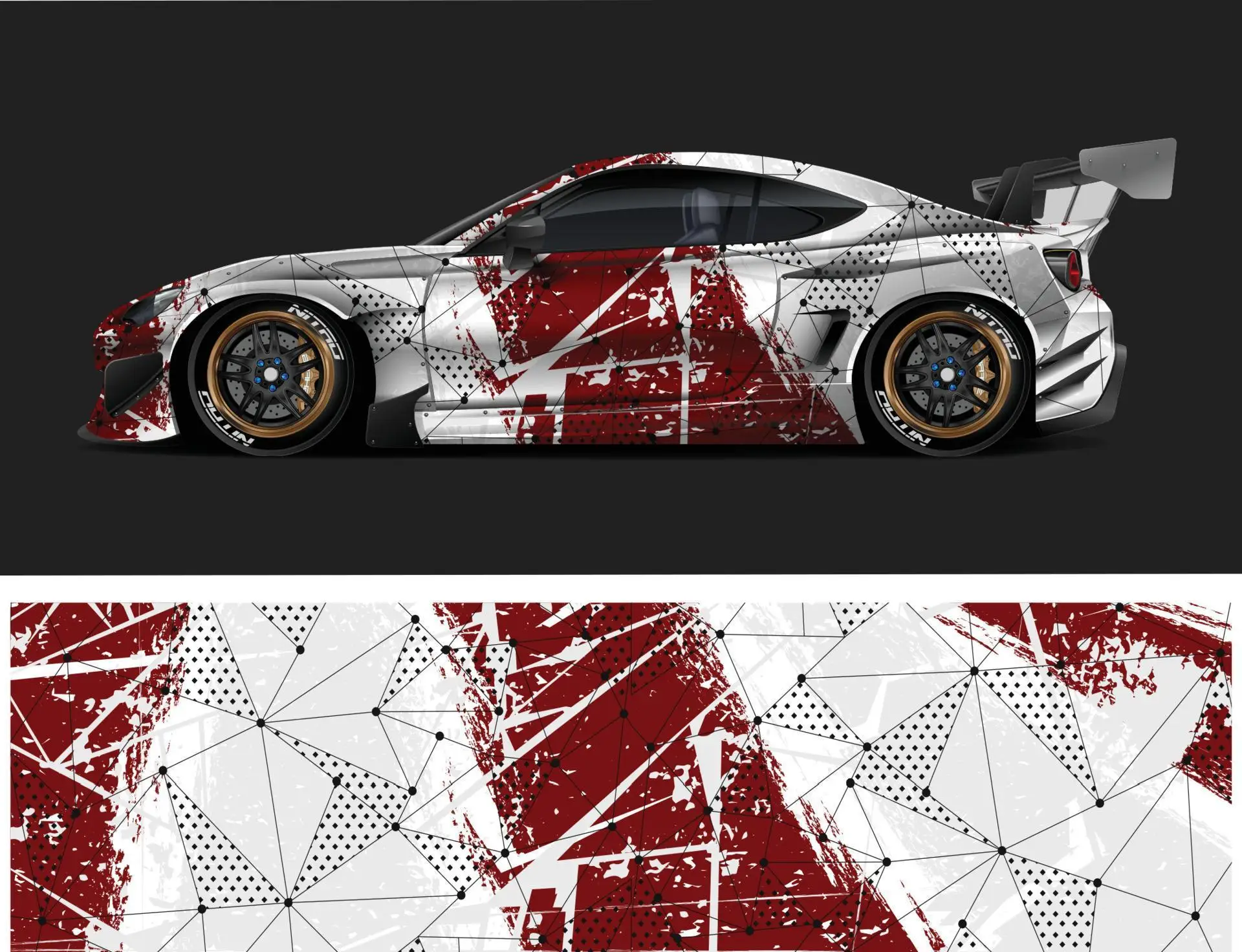 

Car Wrap Art Red Car Foil Door Side Sticker Full Body Sticker Fits Any Car Racing Side Racing Painted Illustration Car Decal