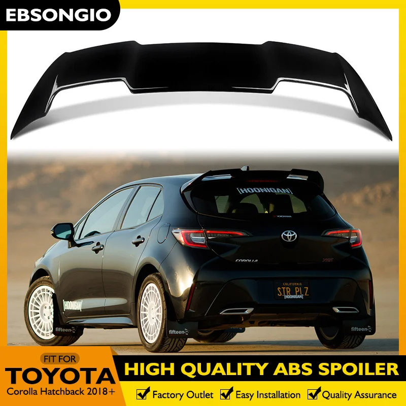 

EBSONGIO For Toyota Corolla Hatchback 2018+ Rear Roof Spoiler New ABS Plastic Decoration Unpainted Primer Car Rear Wing Spoiler
