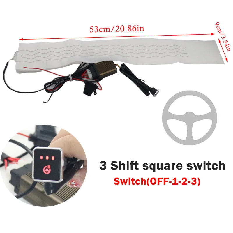 

Универсальный 4-переключатель, комплекты обогревателей рулевого колеса автомобиля, 12 В, автомобильные грелки 60X9 см, чехлы на руль с подогревом для автомобилей