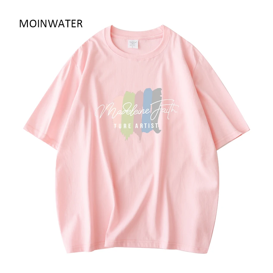 MOINWATER розовые футболки с коротким рукавом для женщин белые повседневные из