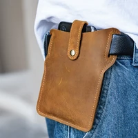 genuine leather mens cell phone bag casual small waist bag leather waist bag for iphone 11 12 13 and multimodel phones