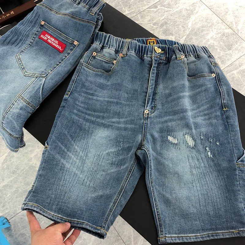 

Human Made Knee Length Shorts Washed Do Old Cotton Knit Denim Men Women 1:1 HUMAN MADE Jeans Shorts