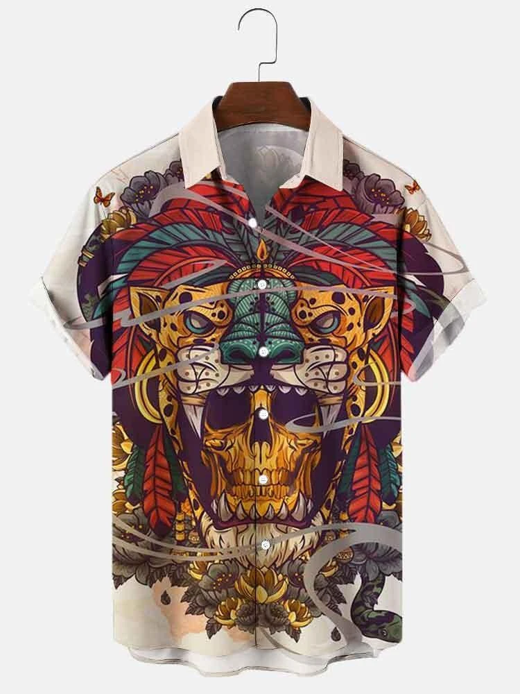 2023 Men's Fashion Vintage Clothing 3D Retro Sailor Hawaiian Ocean Short Sleeve Breathable Loose Printing Shirts Japanese Men