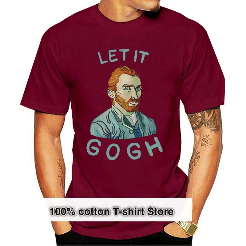 

Футболка с надписью Let It Gogh Artist, летняя модная смешная футболка унисекс с рисунком Винсента Ван Гога