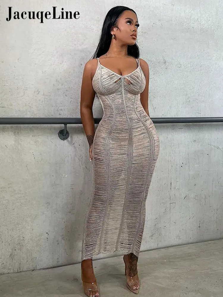 Летнее женское длинное платье Jacqueline с бахромой Пляжное элегантное облегающее