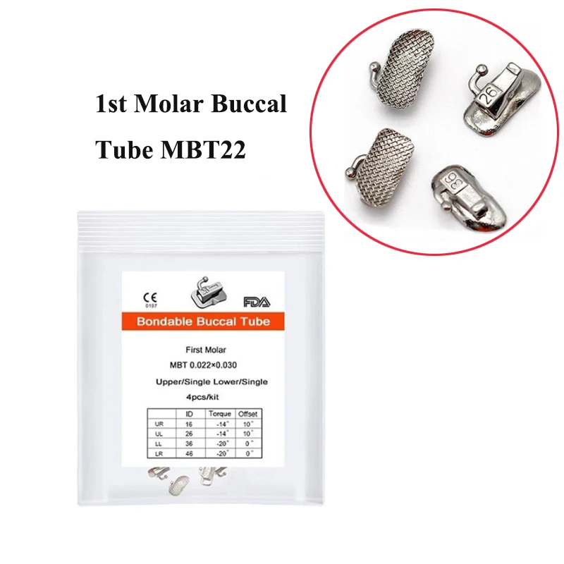 

50Bags Bondable Mesh Base Dental Orthodontic Buccal Tubes Dentistry Materials 1st 2nd Molar MBT/ROTH 022 Orthodontic Brace