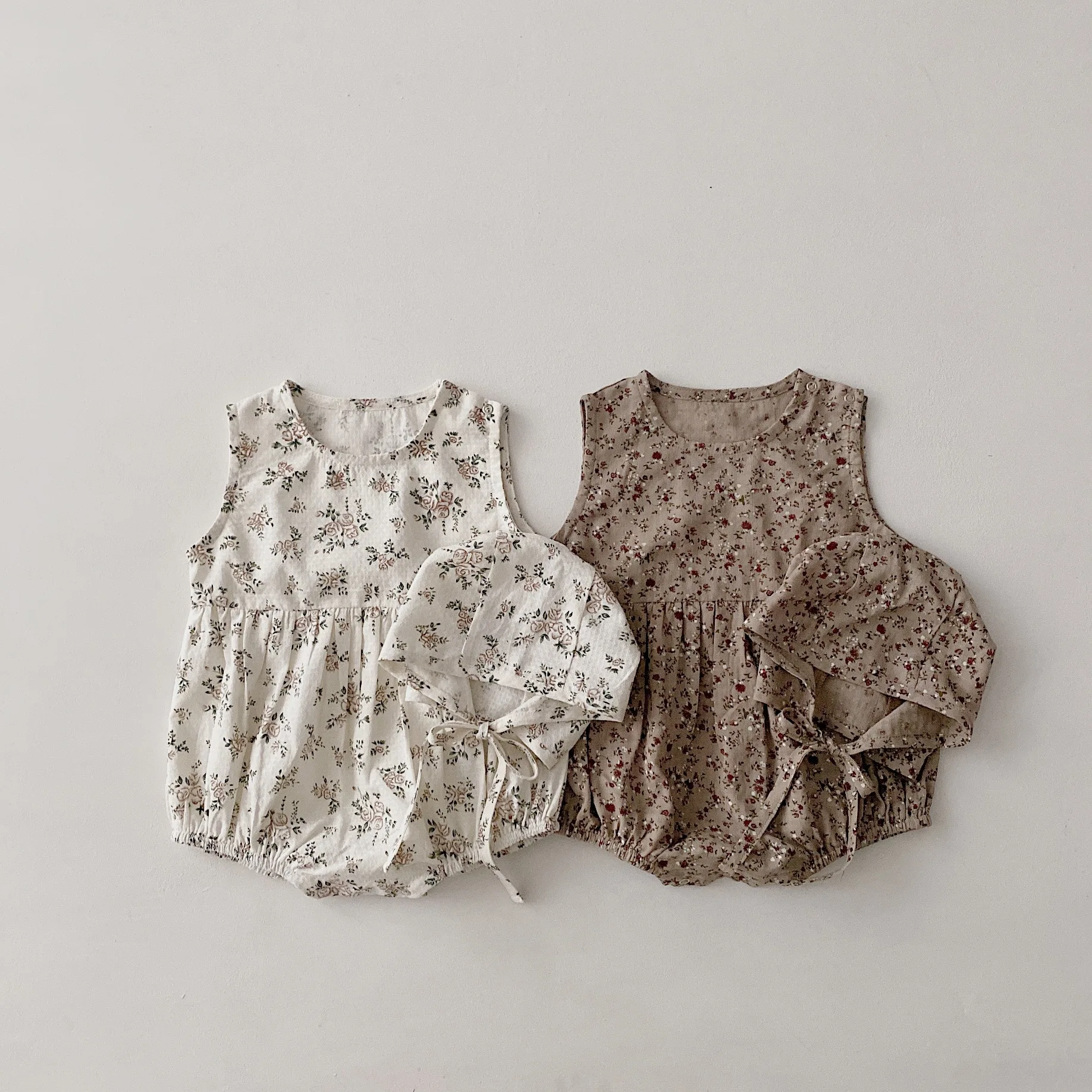 Freely Move Baby Girls Romper Summer Toddler Newborn Infant Sleeveless Floral Print Cotton Jumpsuits Playsuits Overalls Outfits