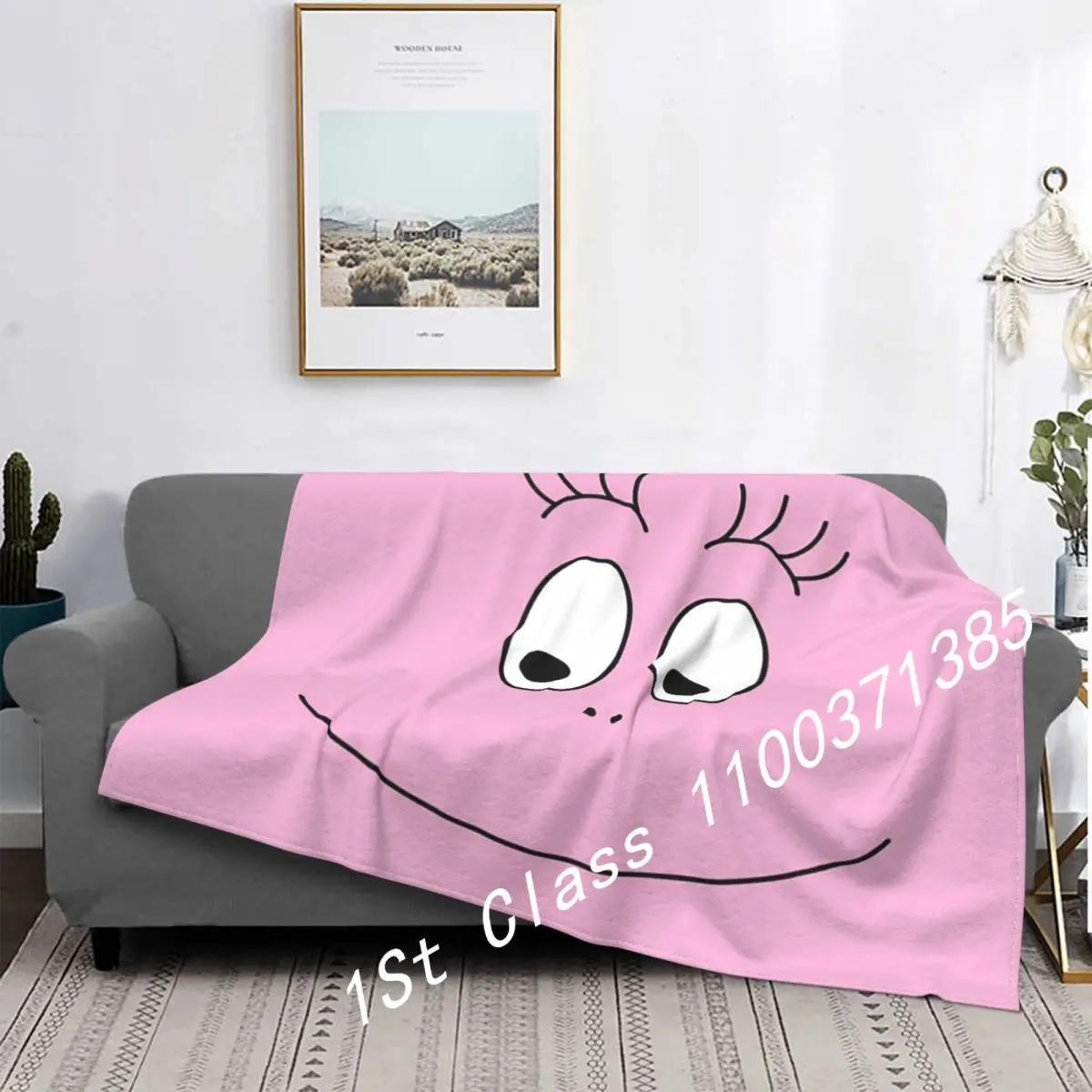 

Les Barbapapa Barbamama Parent Child Animation Blanket Flannel Winter Pink Face Super Soft Throw Blankets for Sofa Car Rug Piece