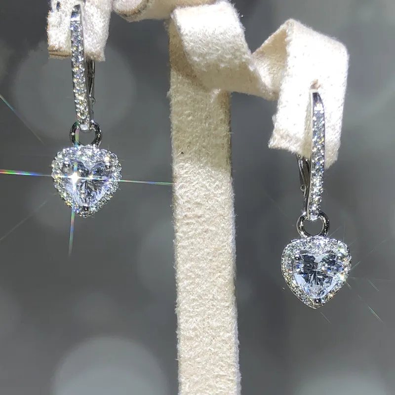 

Ne'w Romantic Princess Heart CZ Dangle Earrings Bling Bling Women's Accessories for Wedding Engagement Party New Trend Jewelry