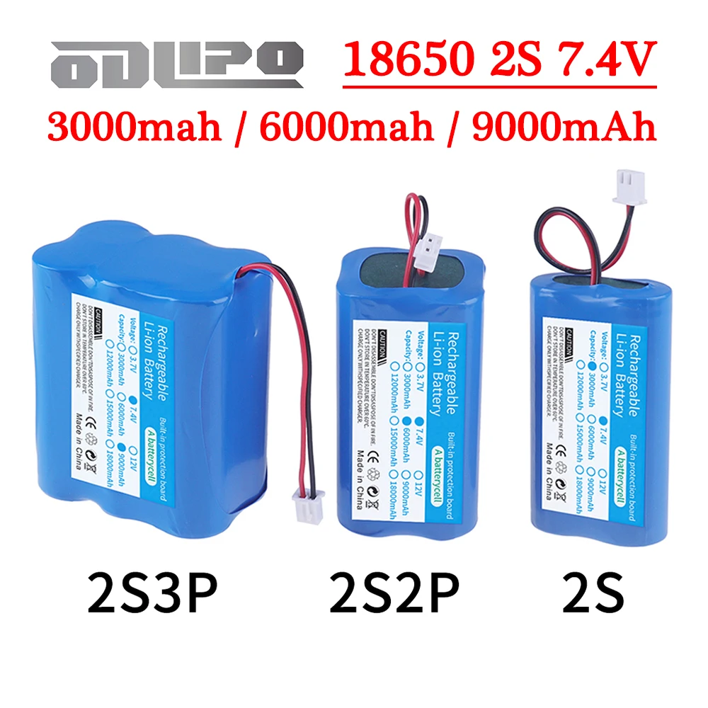Литиевая батарея 18650, 7,4 В, 3000 мА/ч, 6000 мА/ч, 9000 мА/ч | AliExpress