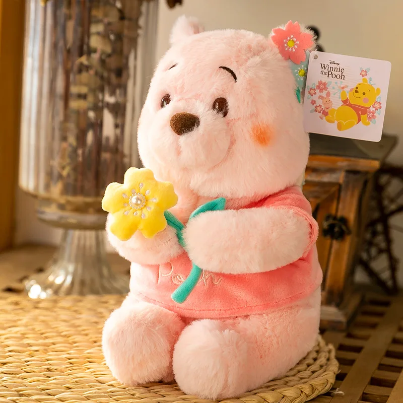 

Disney Cartoon Cherry Blossom Pink Winnie The Pooh Doll Super Soft Short Plush Pp Cotton Stuffed Doll Birthday Christmas Gift