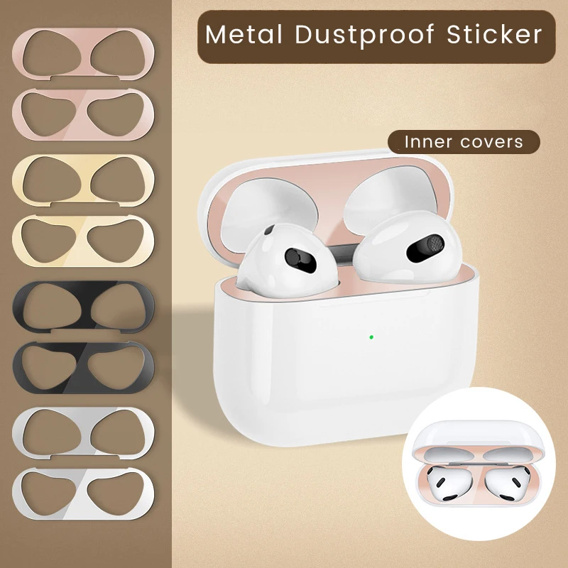 Metal Dust Guard Sticker For Apple AirPods 1 2 3 Case Dust-proof Protective Sticker Skin Protector For AirPods Pro 2 Accessories