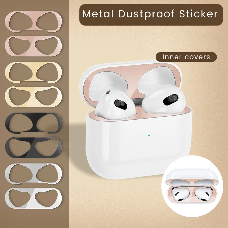 

Metal Dust Guard Sticker For Apple AirPods 1 2 3 Case Dust-proof Protective Sticker Skin Protector For AirPods Pro 2 Accessories