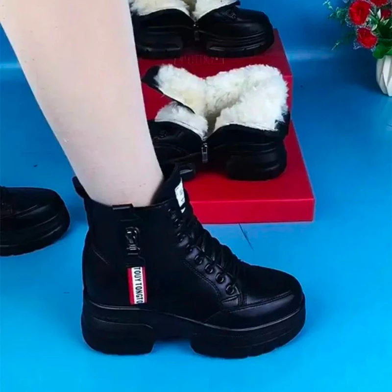 

Winter Fashion High Platform Boots Leather High Wedges Ankle Boots Women 2023 New Female Punk Style High Heels Shoes for Woman