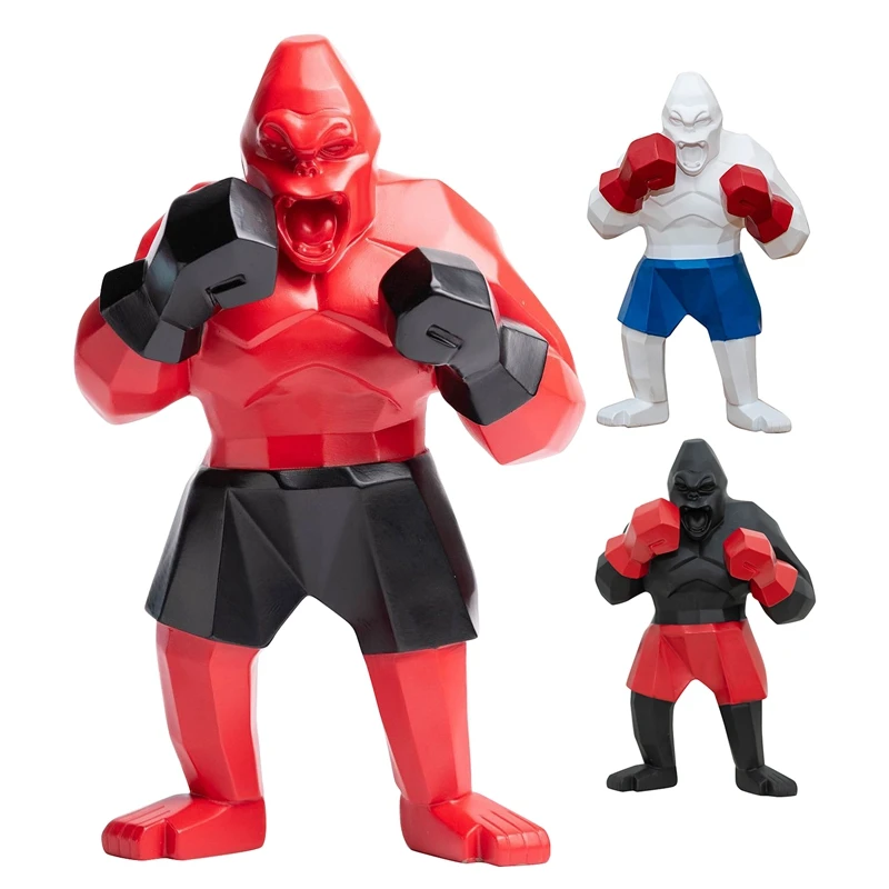 

Boxing Big King Kong Resin Modern Geometric Artwork Monkey Sculpture Living Room Home Deco