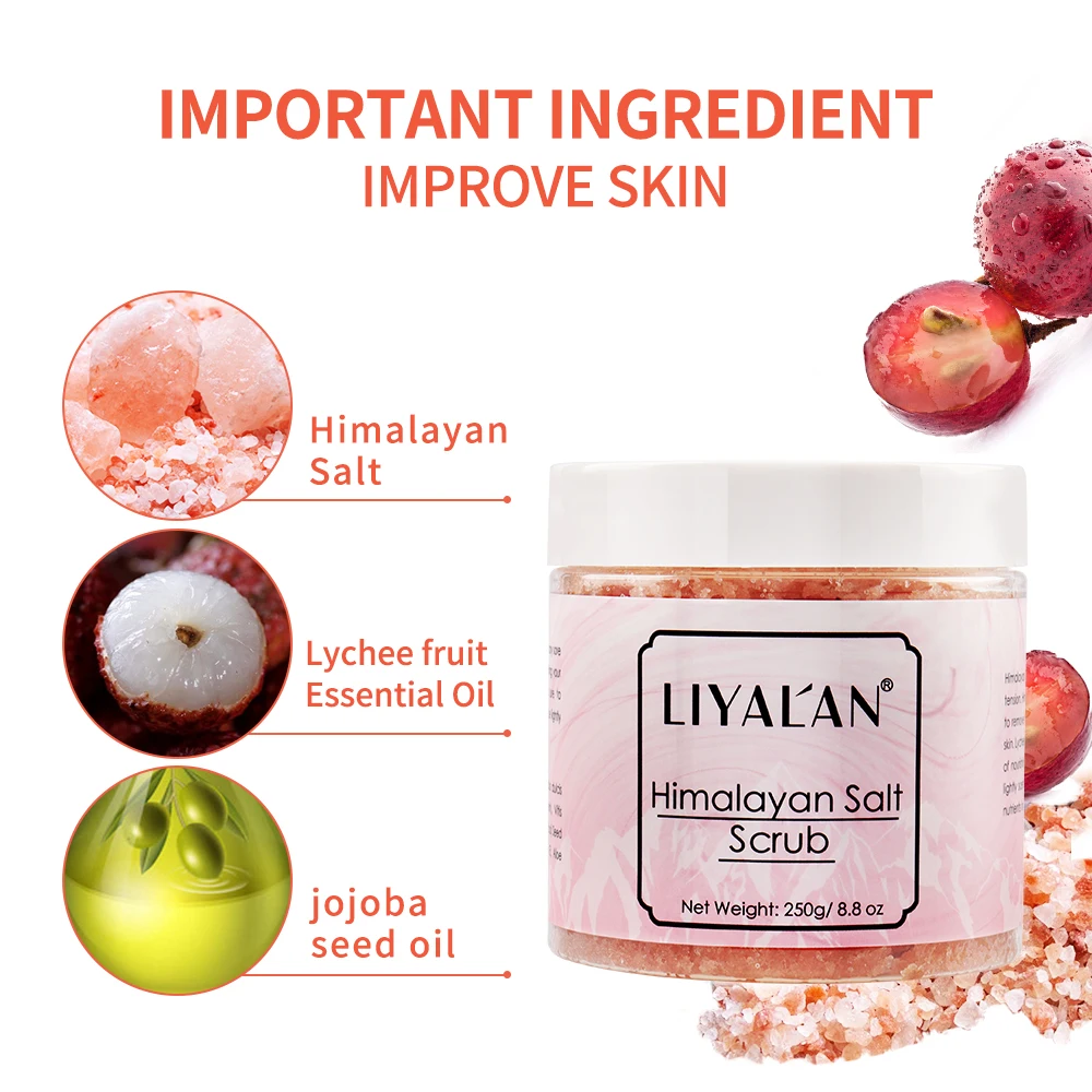 Розовый скраб для тела из гималайской соли с маслом Ши Соль Мертвого моря