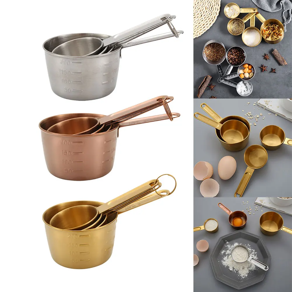 

4PCS Baking Measuring Cup Set Stainless Steel Measuring Cup With Graduation Stackable Kitchen Measuring Cups