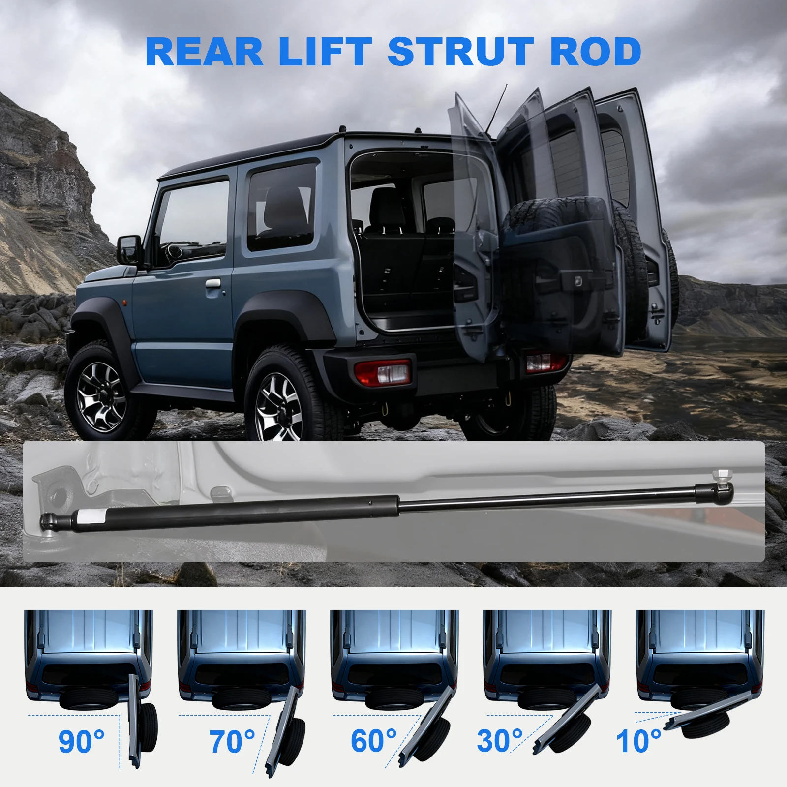 Фото Для Suzuki Jimny JB64 JB74 подъемная пружина задней двери Jimny JB74 JB64 2019-2025 телескопическая штанга с поддержкой 10-90 °   Стоп-угол №3