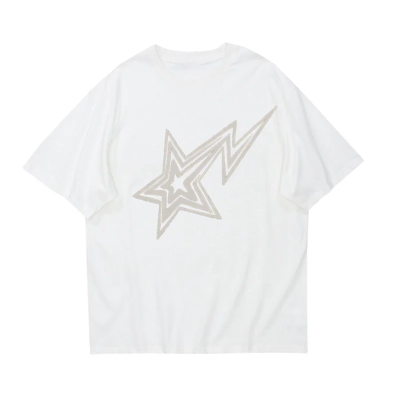 

Simple Fashion Oversized Star Print Graphic T Shirts Harajuku Personality Men Women Oversized Shirt Hot Selling Tops Streetwear