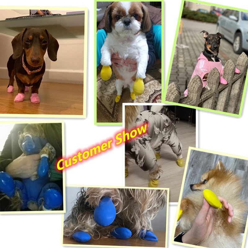 4 шт. водонепроницаемые резиновые нескользящие носки для собак и кошек - купить по