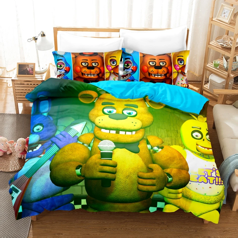 

Five Nights At FNAF Bedding Set Single Twin Full Queen King Size Game Bed Set Aldult Kid Bedroom Duvetcover Sets 3D Anime 030