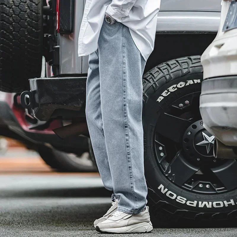 Мужские джинсы с эффектом потертости Maden свободные прямые в стиле ретро 12 8 унции