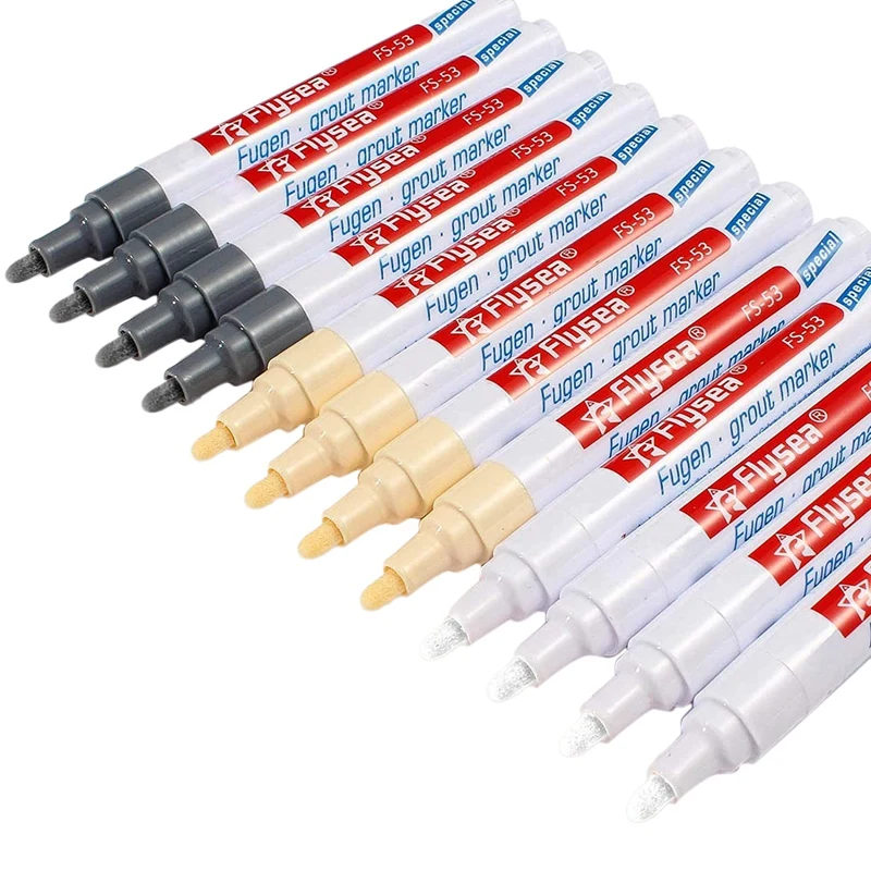 

Flysea 12Pcs Grout Pen Based Tile Marker Repair Pens Professional For Bathroom, Kitchen, Parlor, Bedroom, Wall And Floor Restore