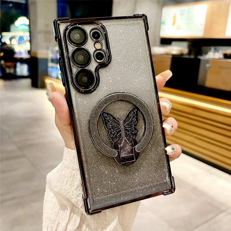 S 24 25 22 Чехол-держатель с бабочкой для Samsung Galaxy S24 S25 S23 S22 S20 S21 Fe Plus Ультра