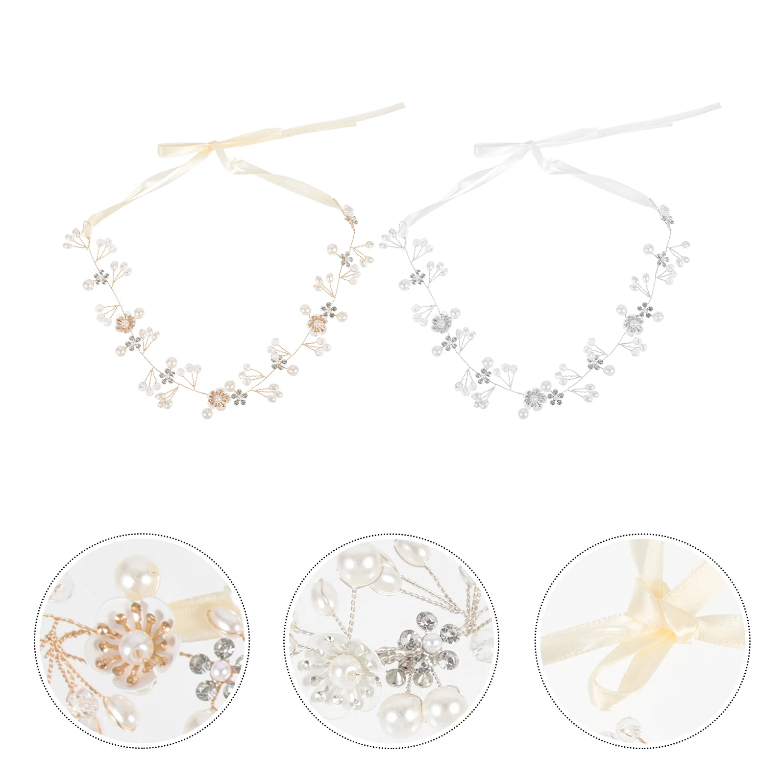 

2pcs Girls Elegant Pearls Headbands Hairband Headdress Hair Jewelry Headpieces