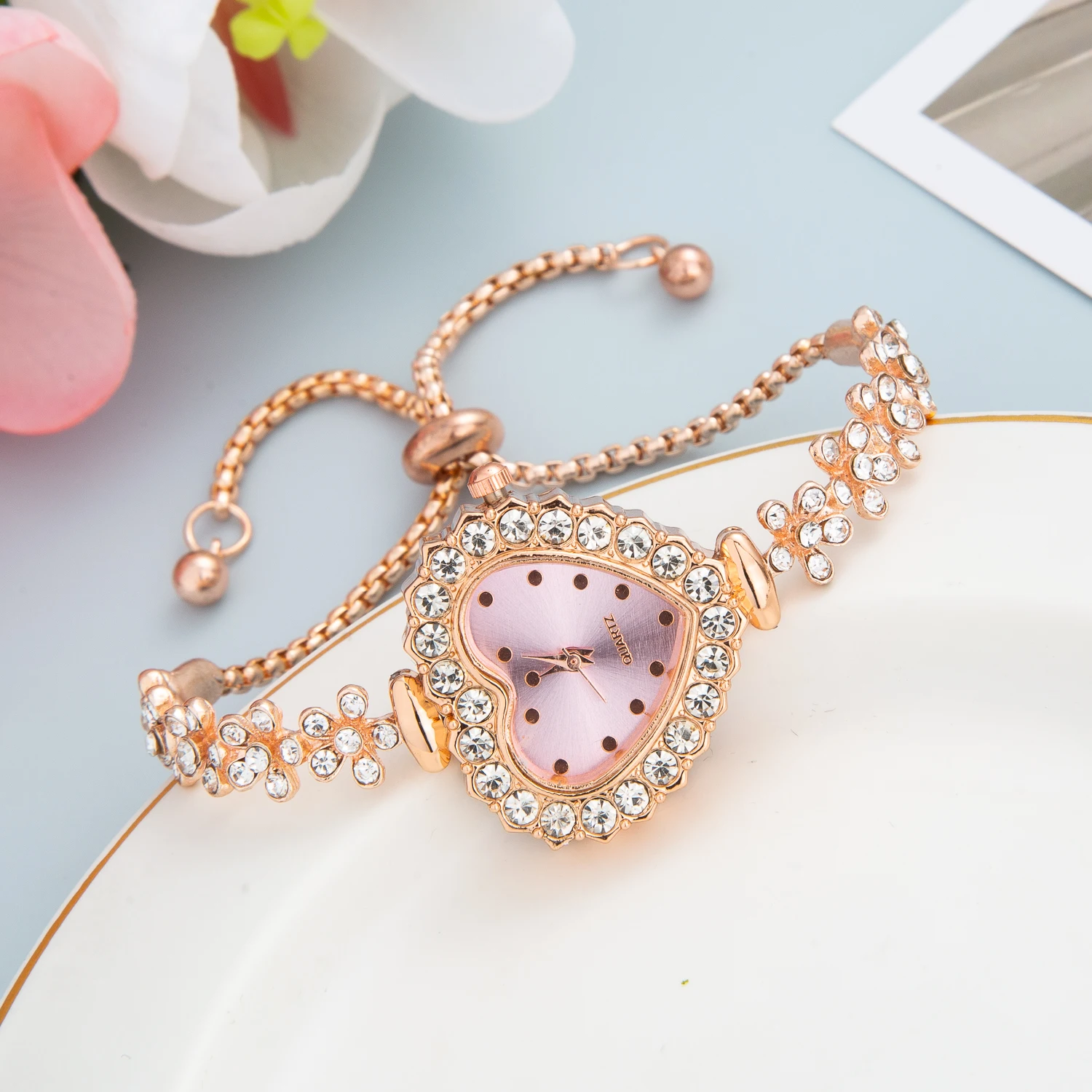 Gold Silver Fashion Women Bracelet Watches Ladies Girls Women's Wristwatch Love Heart Quartz Watch for Womens free shipping