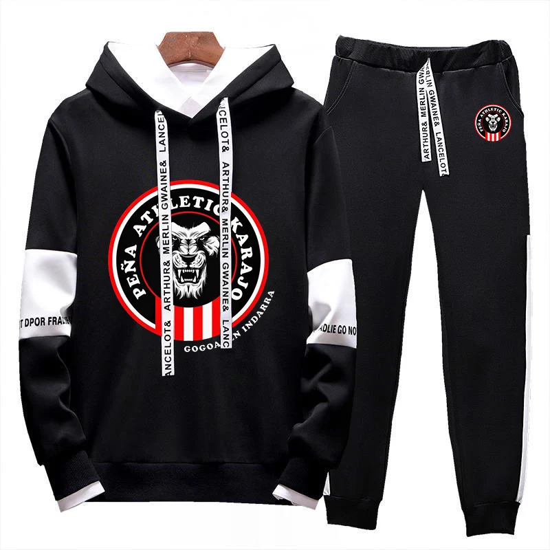 

Leon Athletic Club de Bilbao Print Autumn Winter 2Pcs Sets Tracksuit Men Hooded Sweatshirt+Pants Sport Suit Casual Running Set