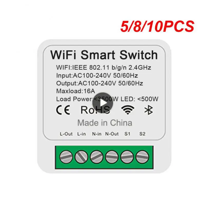

5/8/10PCS 2-way Control Breaker 16a Mini Smart Breaker Smart Life Voice Control Relay Module Smart Home