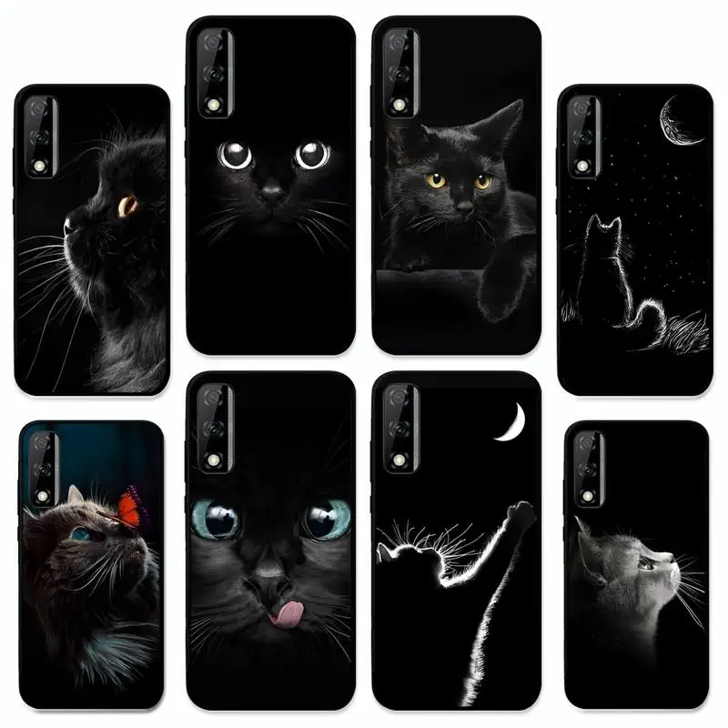 

Black Cat Staring Eye On Phone Case for Huawei Y 6 9 7 5 8s prime 2019 2018 enjoy 7 plus