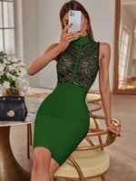 lace bandage dress 2022 new womens green bodycon dress elegant sexy evening club party dress high quality summer fashion