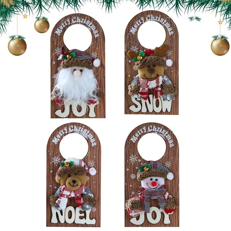 

Дверная ручка, вешалка, украшения, подвески для дверей с Санта-Клаусом, снеговиком, оленем, декоративные украшения для праздника