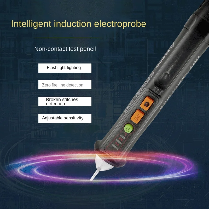 

Intelligent Induction Test Pencil with LED Lighting Indicator Light Traffic Light Alarm Zero Fire Line Electrician AC/AC Tester
