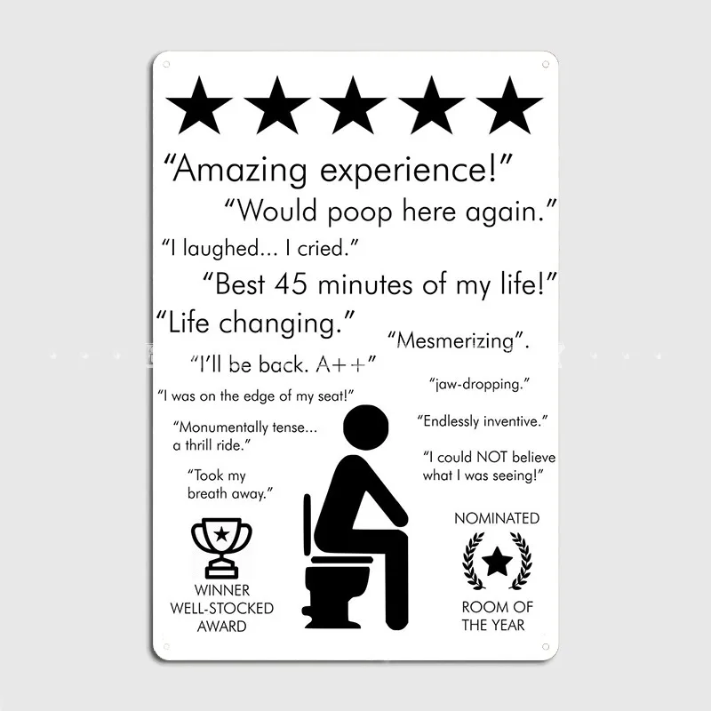 

Funny Bathroom Reviews Metal Sign Club Party Mural Retro Plaques Tin Sign Posters