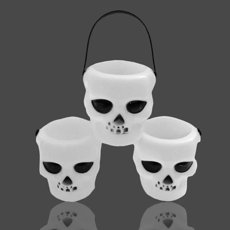 Акция! 10 шт. Мини Белый скелет Хэллоуин конфеты Чайник ведро череп головка декор