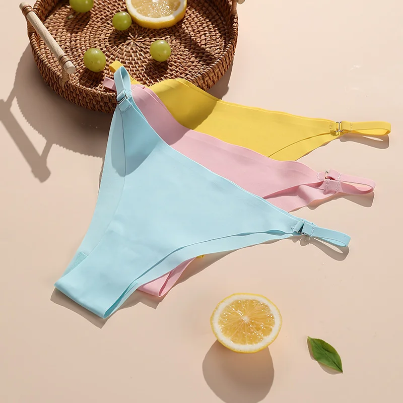 

Colored Ice Silk Sports Traceless Sexy Women's Underwear Cotton Crotch Comfortable Fitness Panties Solid Seamless Briefs