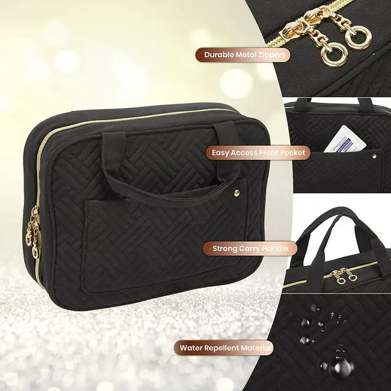 New Large Capacity Water-resistant Makeup Cosmetic Travel Organizer Toiletry Bag with Hanging Hook - Waterproof Travel Bag Acces