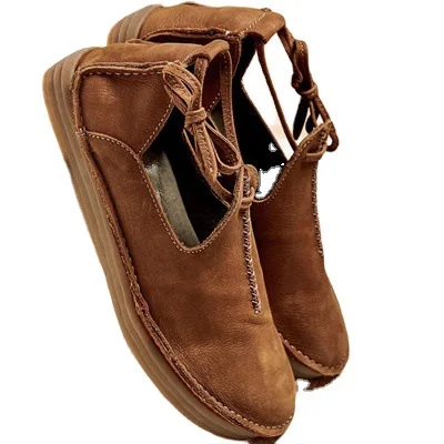 Women's Casual Shoes Suede Flat Bottomed Shoes Retro Boots Lace Up Car Stitching Rubber Sole Anti Slip Shoes Women Sneakers