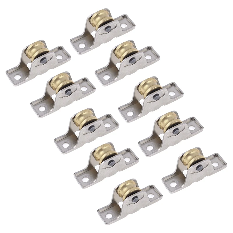 

10Pcs 1.6Cm Dia Single Roller Window Pane Pulley Doors Wheel Silver + Gold