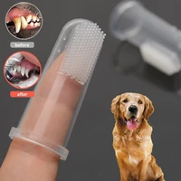 new 10pcs super soft pet finger toothbrush teddy dog brush bad breath tartar teeth tool dog cat cleaning pet dog cat supplies