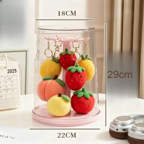 Слепая коробка, подставка для плюшевых игрушек, коробка для хранения, милый кулон, кукла, брелок, прозрачный футляр для хранения 360° °   Защитный корпус вращения