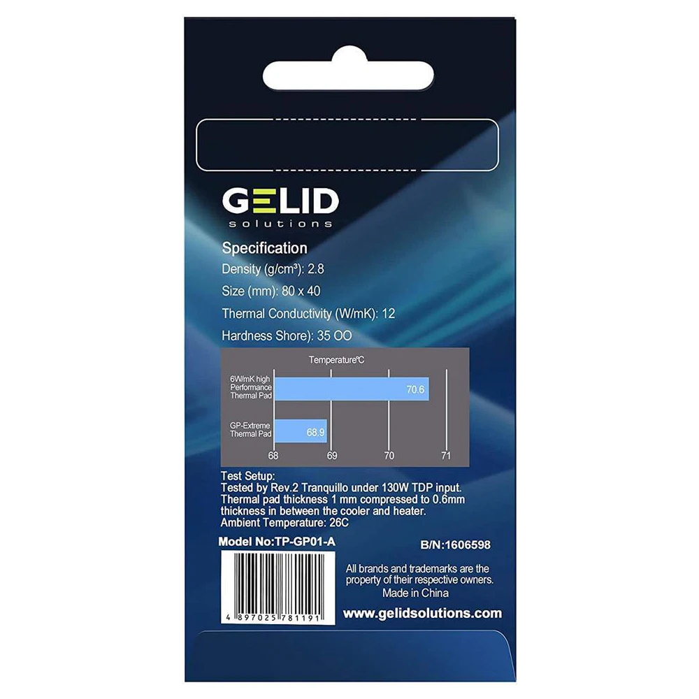 

Gelid Solutions GP-Extreme 12W-Thermal Pad 80x40x0.5mm. Excellent Heat Conduction, Ideal Gap Filler. Easy Installation