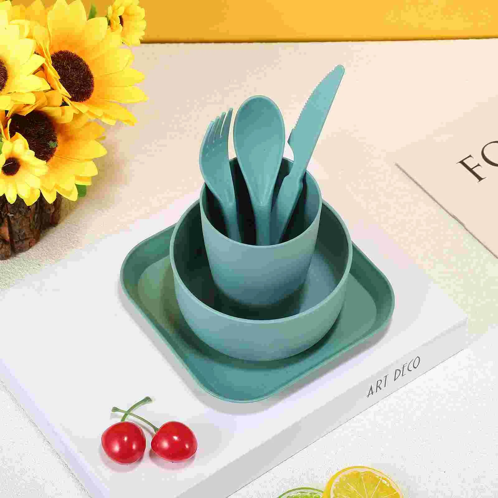 1 кухонная посуда детский набор столовых приборов миска утварь многоразовая